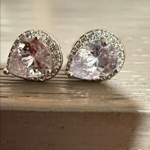 Sparkling Silver Teardrop Small Stud Earrings